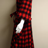 Kimono Flannel Robe in Red Buffalo Check
