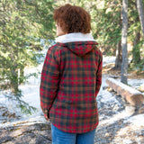 Flannel Sherpa Hooded Jacket in Maple Leaf Tartan