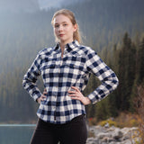 612 Woman's Snap Flannel Shirt in Navy Cream Buffalo Check