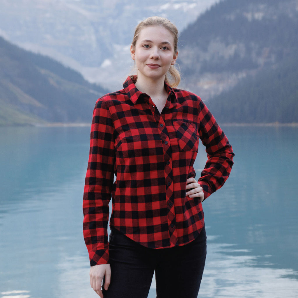 615 / Women's Flannel Shirt in Red/Black Buffalo Check