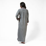 Long Flannel Nightshirt with Red Braid Cord in Houndstooth Back View Rocky Mountain Flannel 