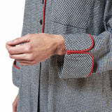 Rocky Mountain Flannel Long Flannel Nightshirt with Red Braid Cord in Houndstooth Cuff Sleeve View