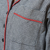 Rocky Mountain Flannel Long Flannel Nightshirt with Red Braid Cord in Houndstooth Pocket View