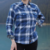 612 Woman's Snap Flannel Shirt in Vintage Blue
