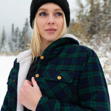 Flannel Sherpa Hooded Jacket in Blackwatch Tartan