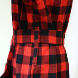 Kimono Flannel Robe in Red Buffalo Check