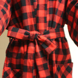 Kimono Flannel Robe in Red Buffalo Check