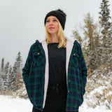 Flannel Sherpa Hooded Jacket in Blackwatch Tartan