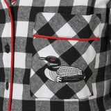 Rocky Mountain Flannel Long Flannel Nightshirt with Loon Logo in Large Buffalo Check Pocket View