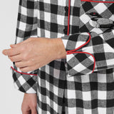 Rocky Mountain Flannel Long Flannel Nightshirt with Loon Logo in Large Buffalo Check Cuff Sleeve View