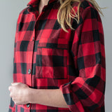 115 / Woman's Easy Fit Flannel Nightshirt / Large Buffalo Check Red/Black