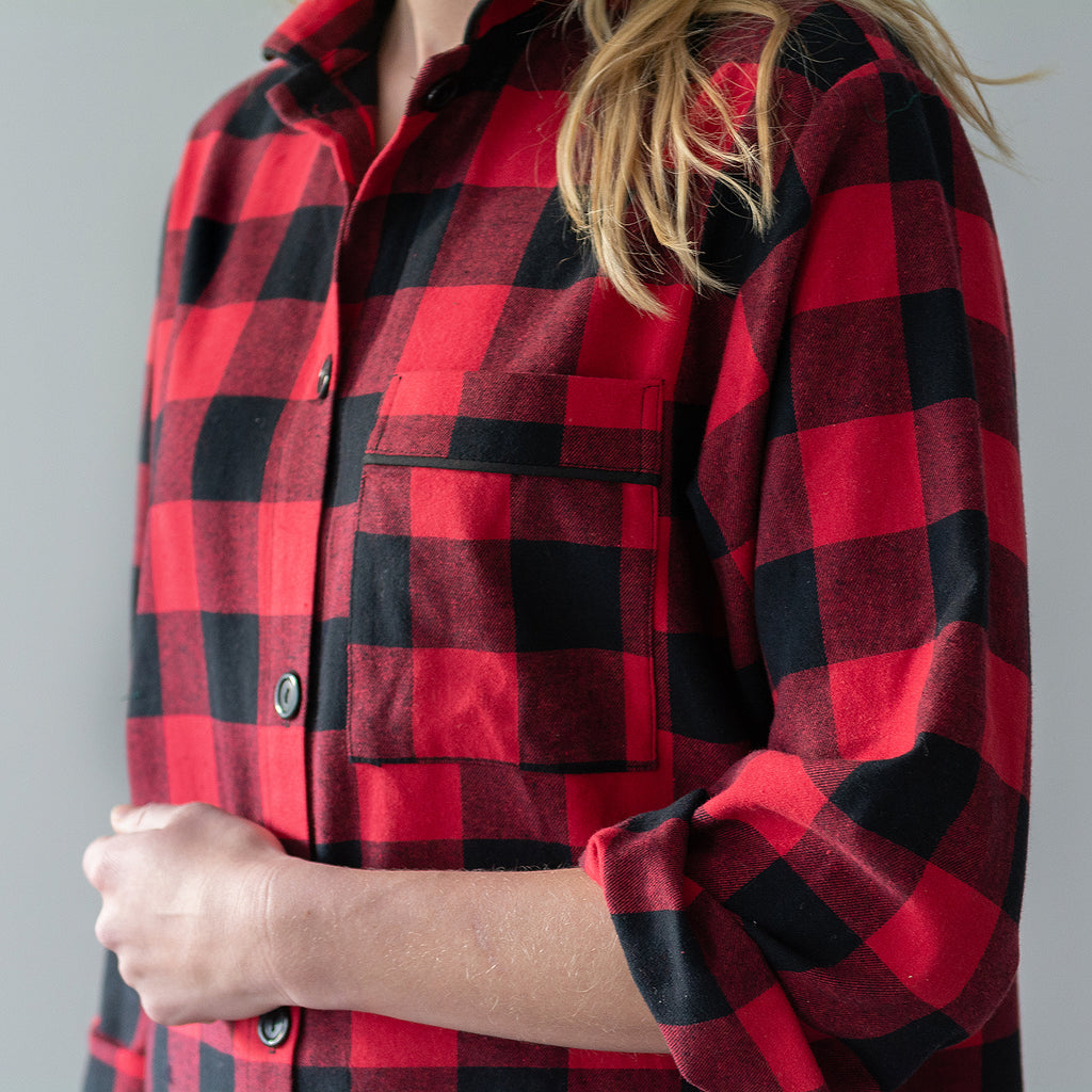 115/ Easy Fit 2 Pc. Flannel Pyjamas / Large Buffalo Check Red/Black