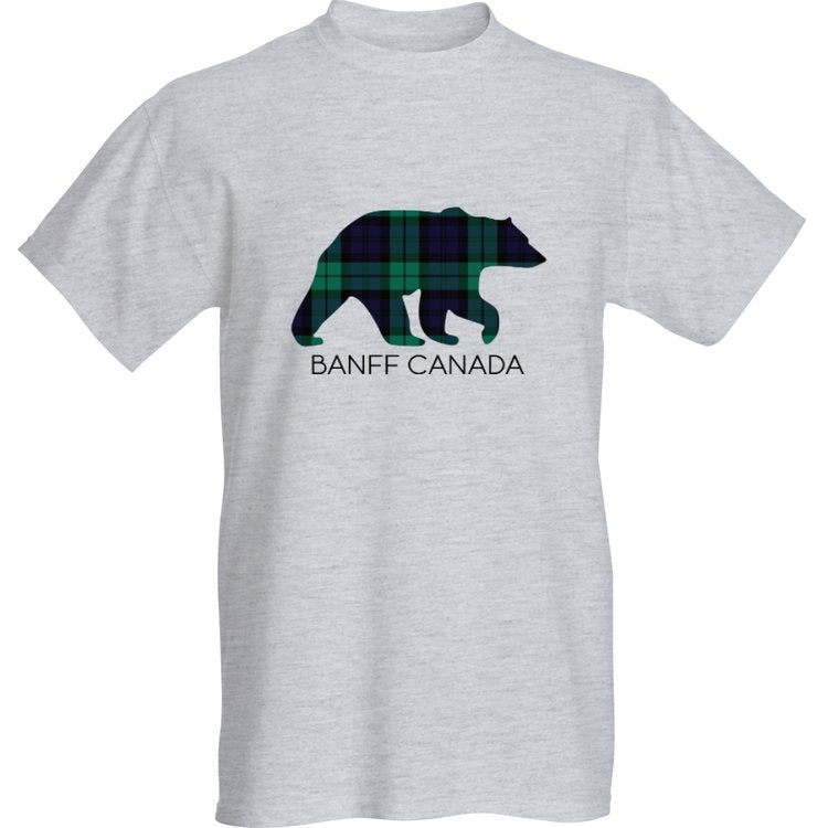 Classic Grey Blackwatch Bear T-Shirt with Banff Canada