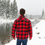 Mens Sherpa Lined Flannel Shirt Large Black and Red Buffalo Check