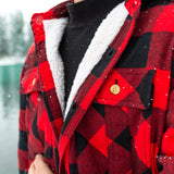 Mens Sherpa Lined Flannel Shirt Large Black and Red Buffalo Check
