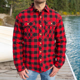 Mens Sherpa Lined Flannel Shirt Red/ Black Small Buffalo Check