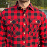 Mens Sherpa Lined Flannel Shirt Red/ Black Small Buffalo Check