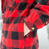 Mens Sherpa Lined Flannel Shirt Large Black and Red Buffalo Check