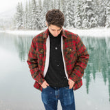 Sherpa Lined Flannel Shirt Mens Maple Leaf Tartan