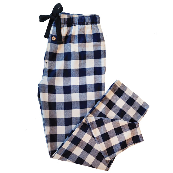 Men's Flannel Lounge Pant / Navy and Cream Buffalo Check