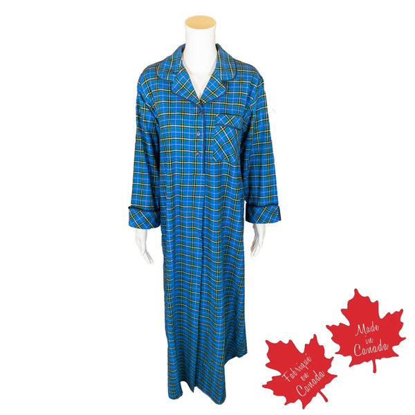 1003 / Woman's Long Flannel Nightshirt / Mini Nova Scotia Tartan