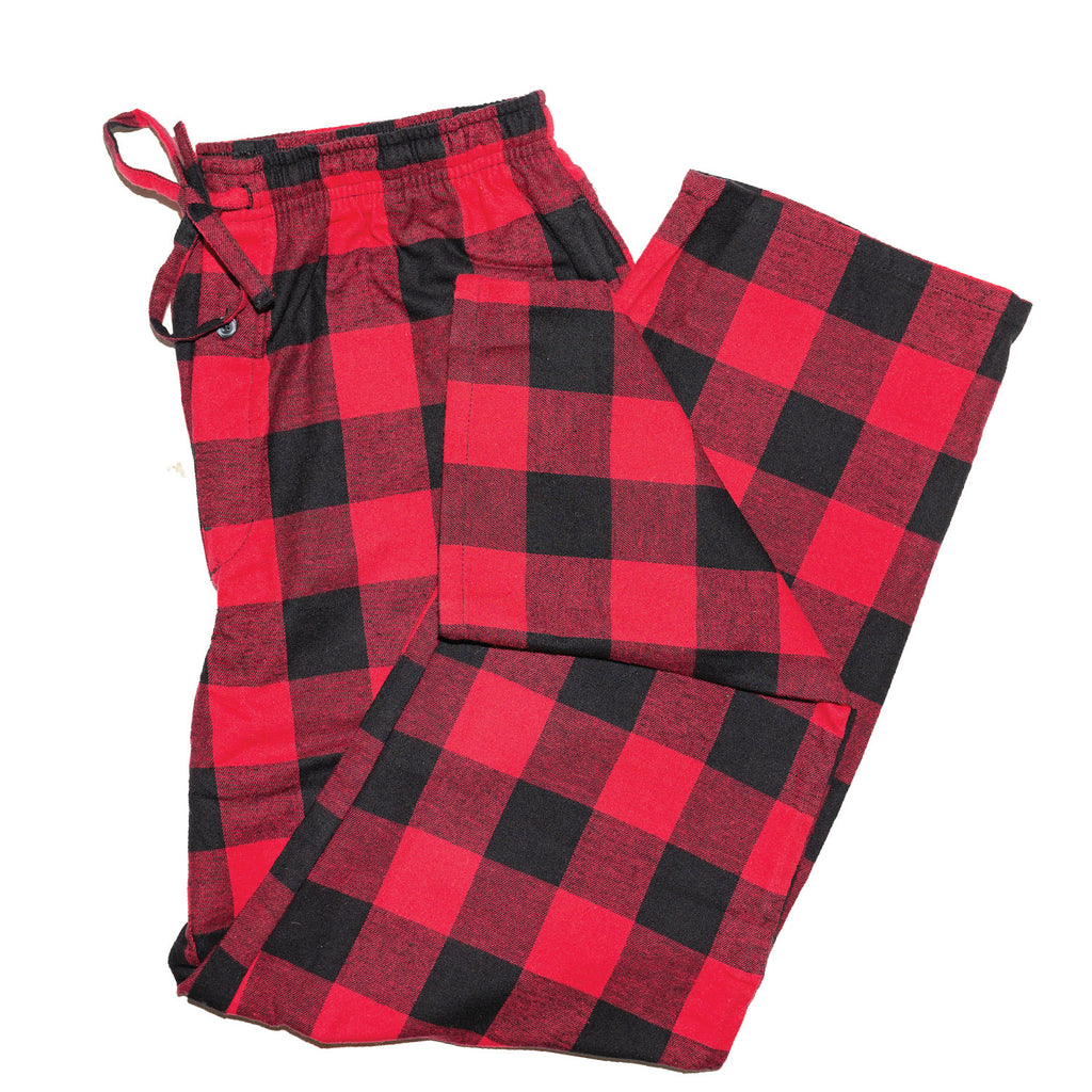 Mens Flannel Lounge Pant / Red Black /  Buffalo Check