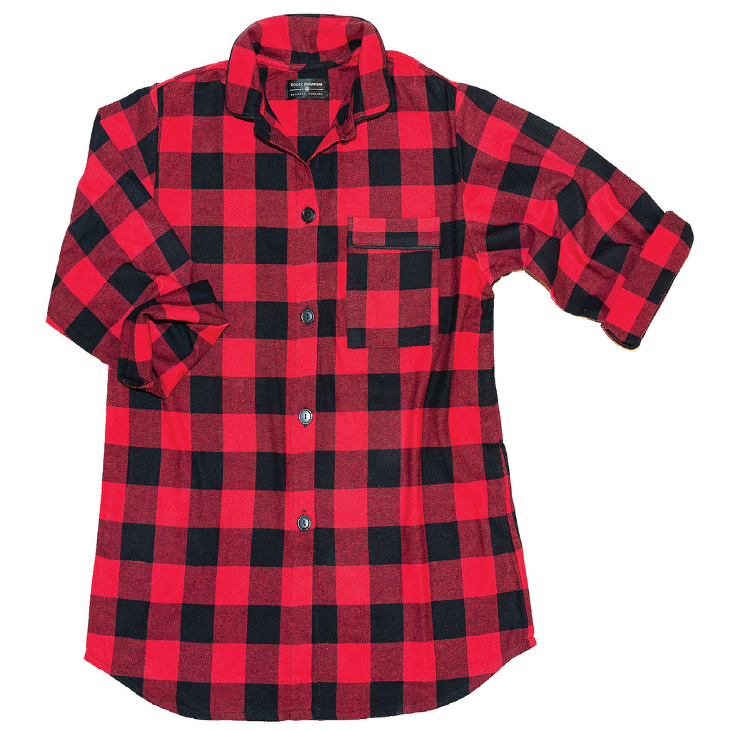 115 / Woman's Easy Fit Flannel Nightshirt / Large Buffalo Check Red/Bl –  Rocky Mountain Flannel Company