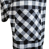 Unisex Flannel Robe in Black & White