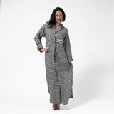 Rocky Mountain Flannel Long Flannel Nightshirt with Loon Logo in Small Buffalo Check Front View