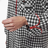 Rocky Mountain Flannel Long Flannel Nightshirt with Loon Logo in Small Buffalo Check Cuff Sleeve View