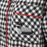 Rocky Mountain Flannel Long Flannel Nightshirt with Loon Logo in Small Buffalo Check Pocket View