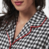 Rocky Mountain Flannel Long Flannel Nightshirt in Small Buffalo Check Neckline View