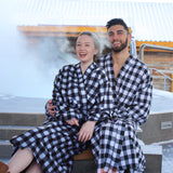 Unisex Flannel Robe in Black & White