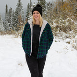 Flannel Sherpa Hooded Jacket in Blackwatch Tartan