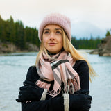 Classic Oversized Plaid Scarf in Light Rose